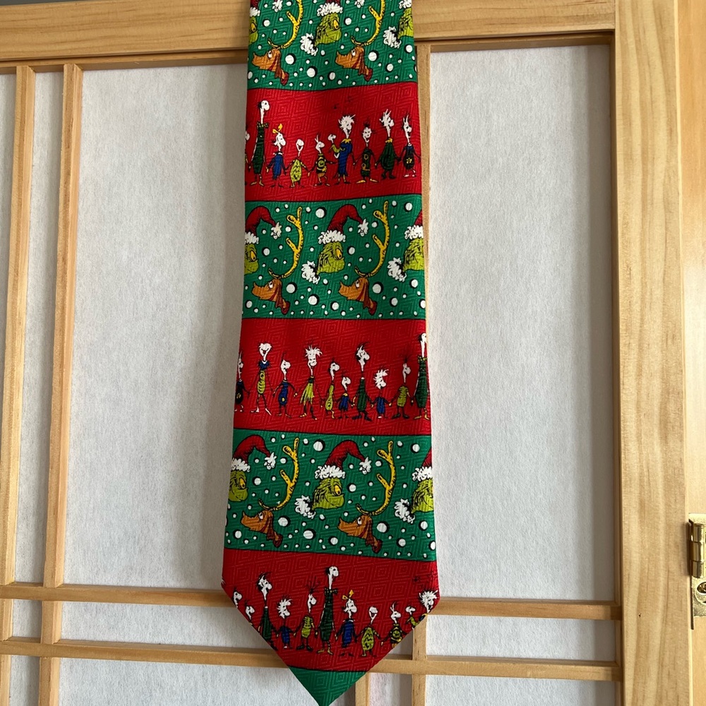 Dr. Seuss Holiday Tie with Red and Green Stripes